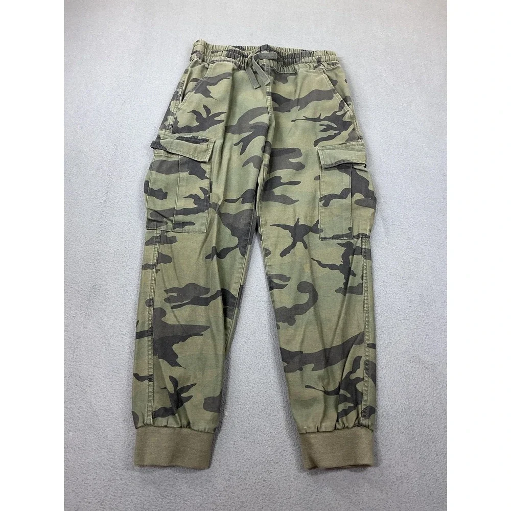 Tna Jogger‎ Pants Womens Small Green Camo Cargo Elastic Waist Cuffed Casual